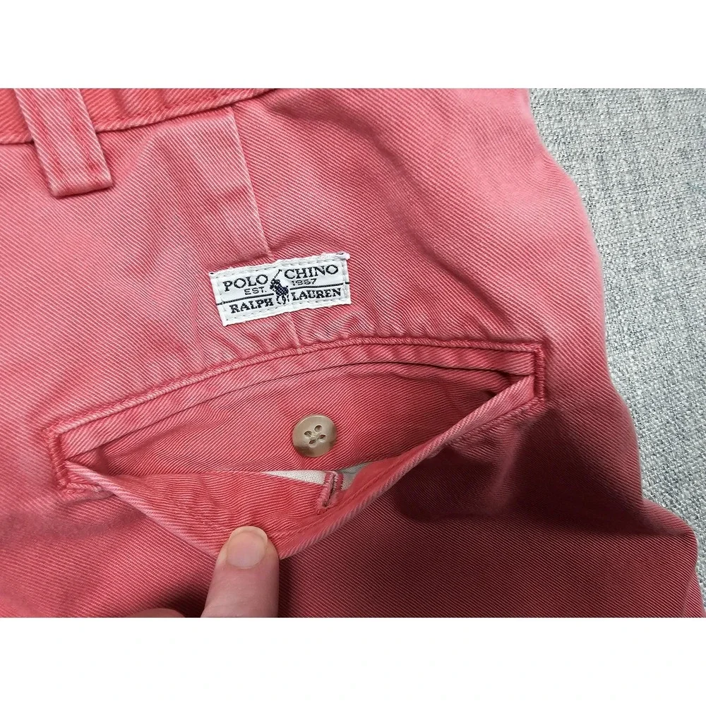 Polo Ralph Lauren Shorts Mens 36 Salmon Pink Polo Chino Pleated Cotton Casual